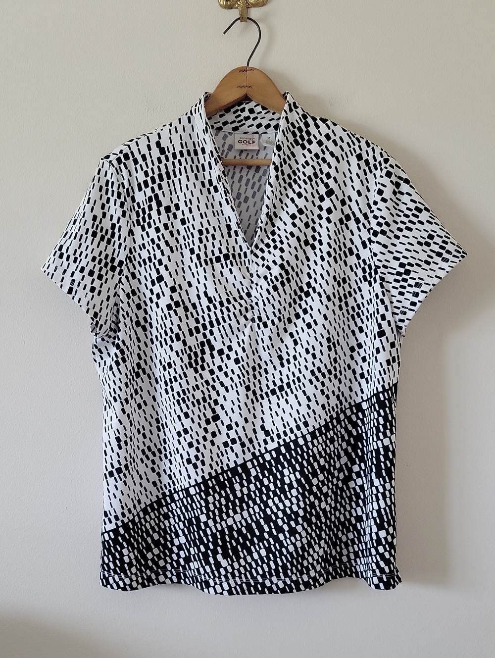 Chico's Zenergy Golf Polo Black White Gradient Size XL